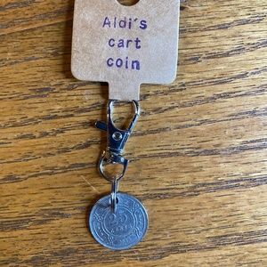 Handmade Aldi’s grocery cart coin keychain foreign coin